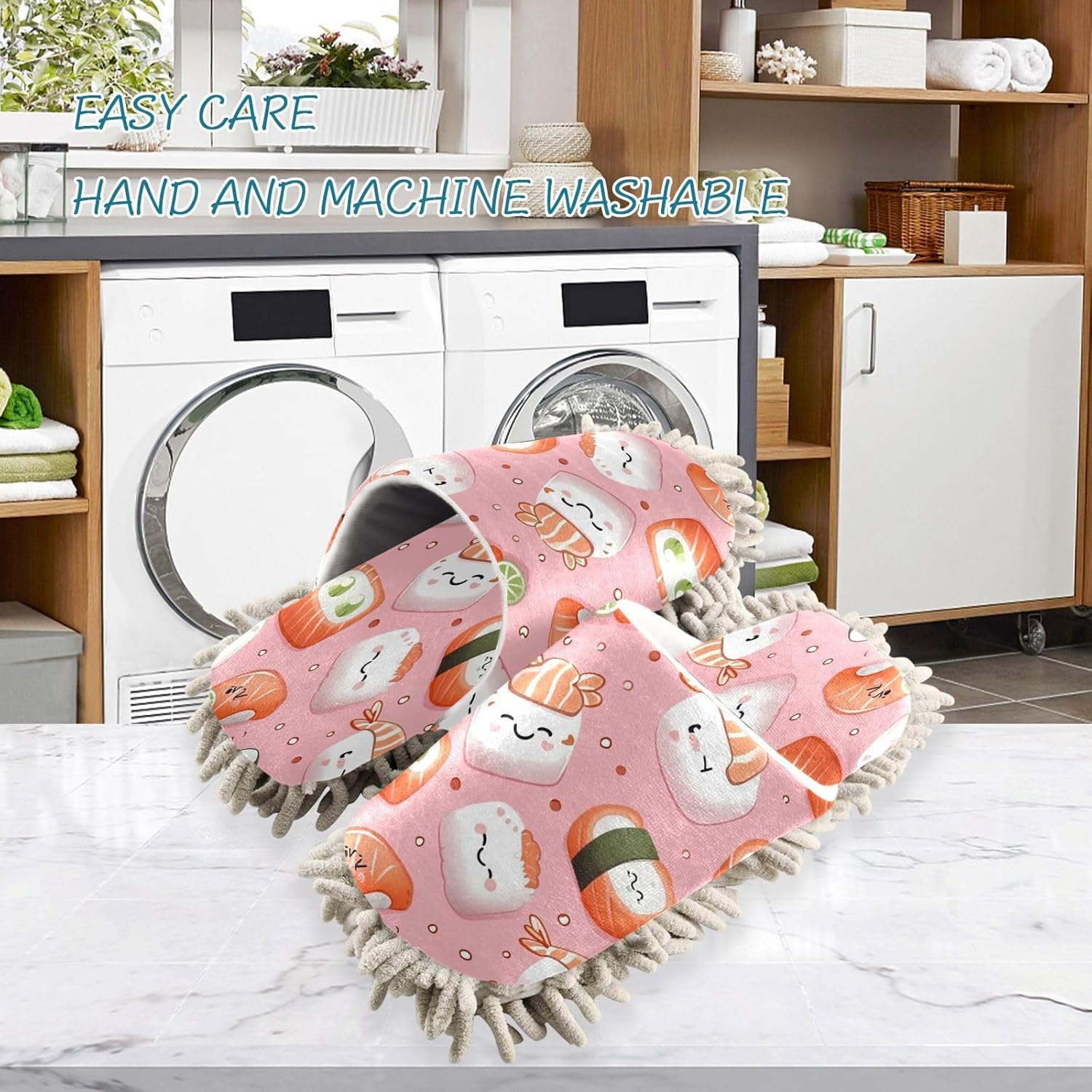 Kawaii Sushi Cleaning Slippers Mop Pad Reusable