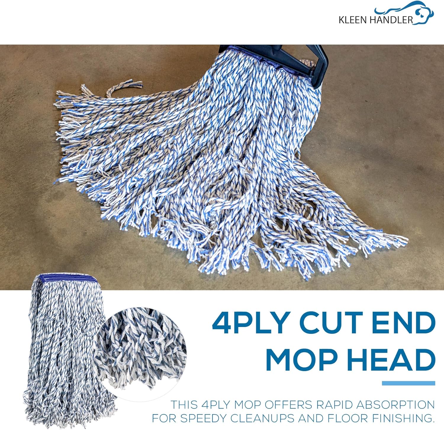 KLEEN HANDLER Cut End Finish Mop Heads 125 Universal 24-Pack