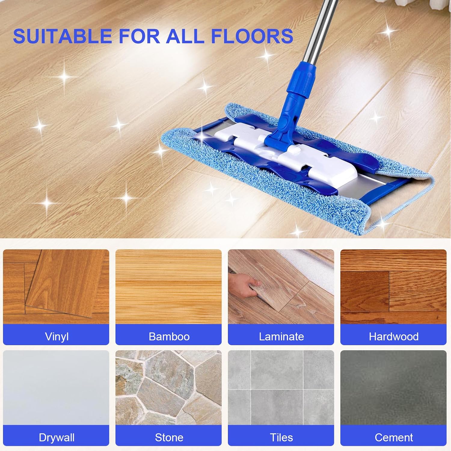 16 Inch Microfiber Mop Pads Replacement for SIGA - 8 Pack