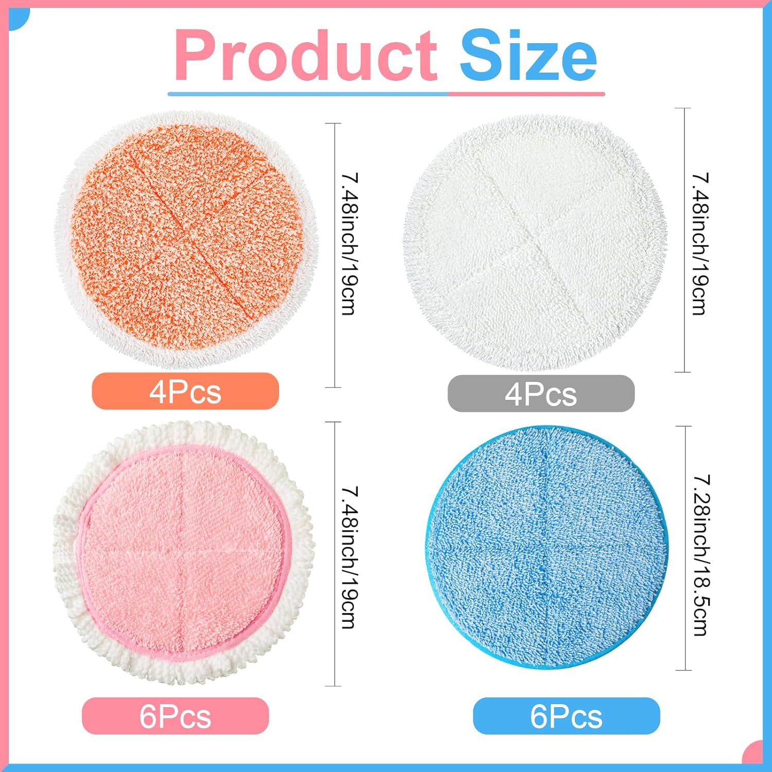 Irenare 20 Pack Electric Mop Pads 728 Inch Reusable