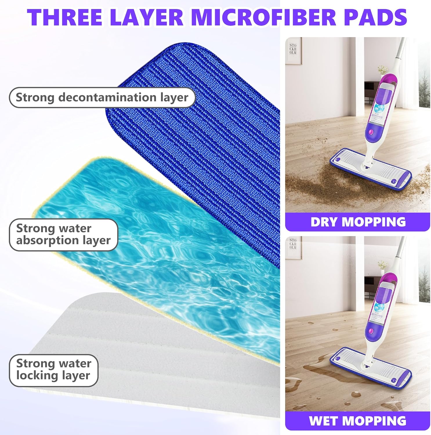 Reusable Mop Pads for Swiffer PowerMop 5 Pack