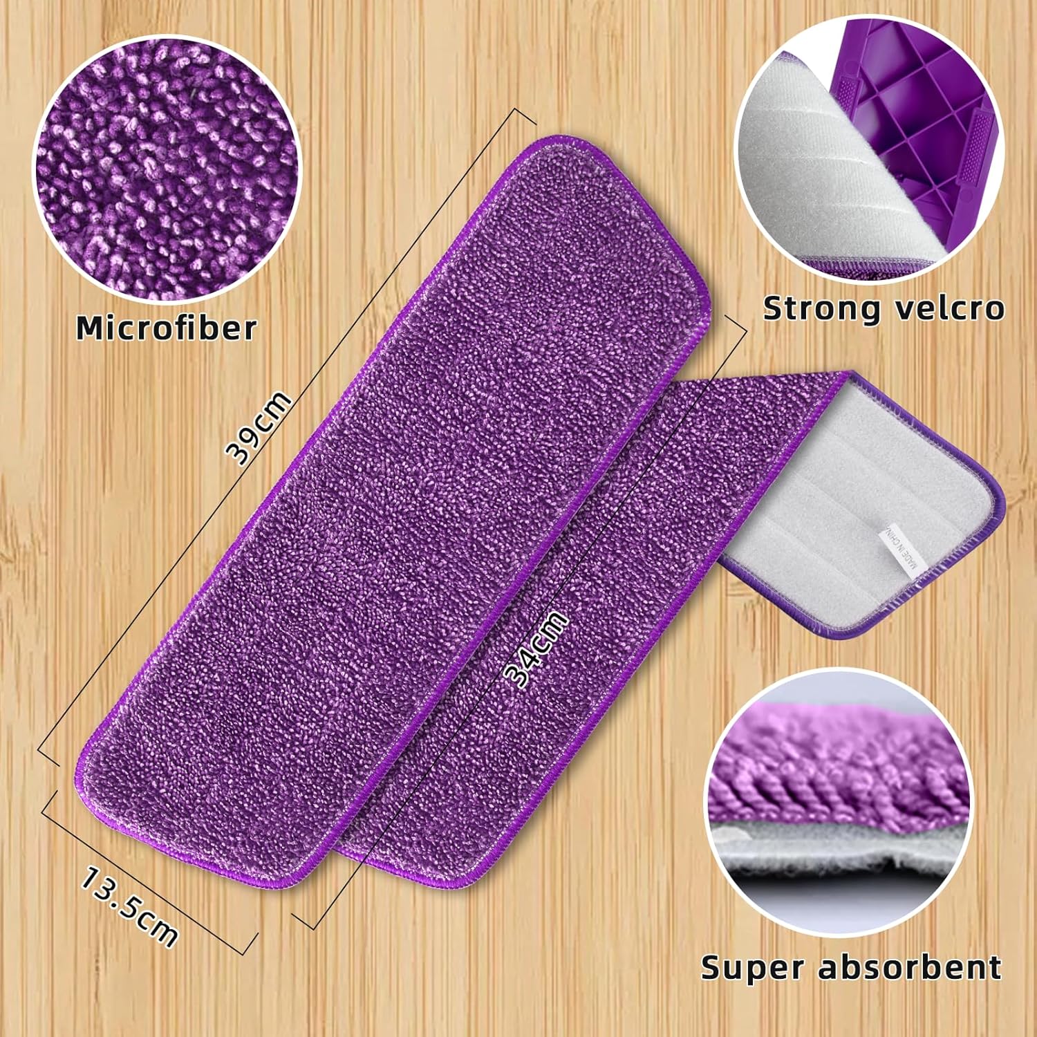 BUUROOHM 6pcs Microfiber Spray Mop Replacement Heads