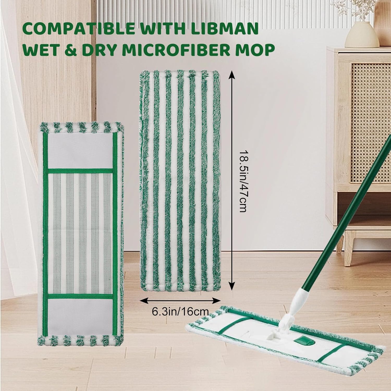 4 Pack Mop Pads for Libman Microfiber Dust Mop