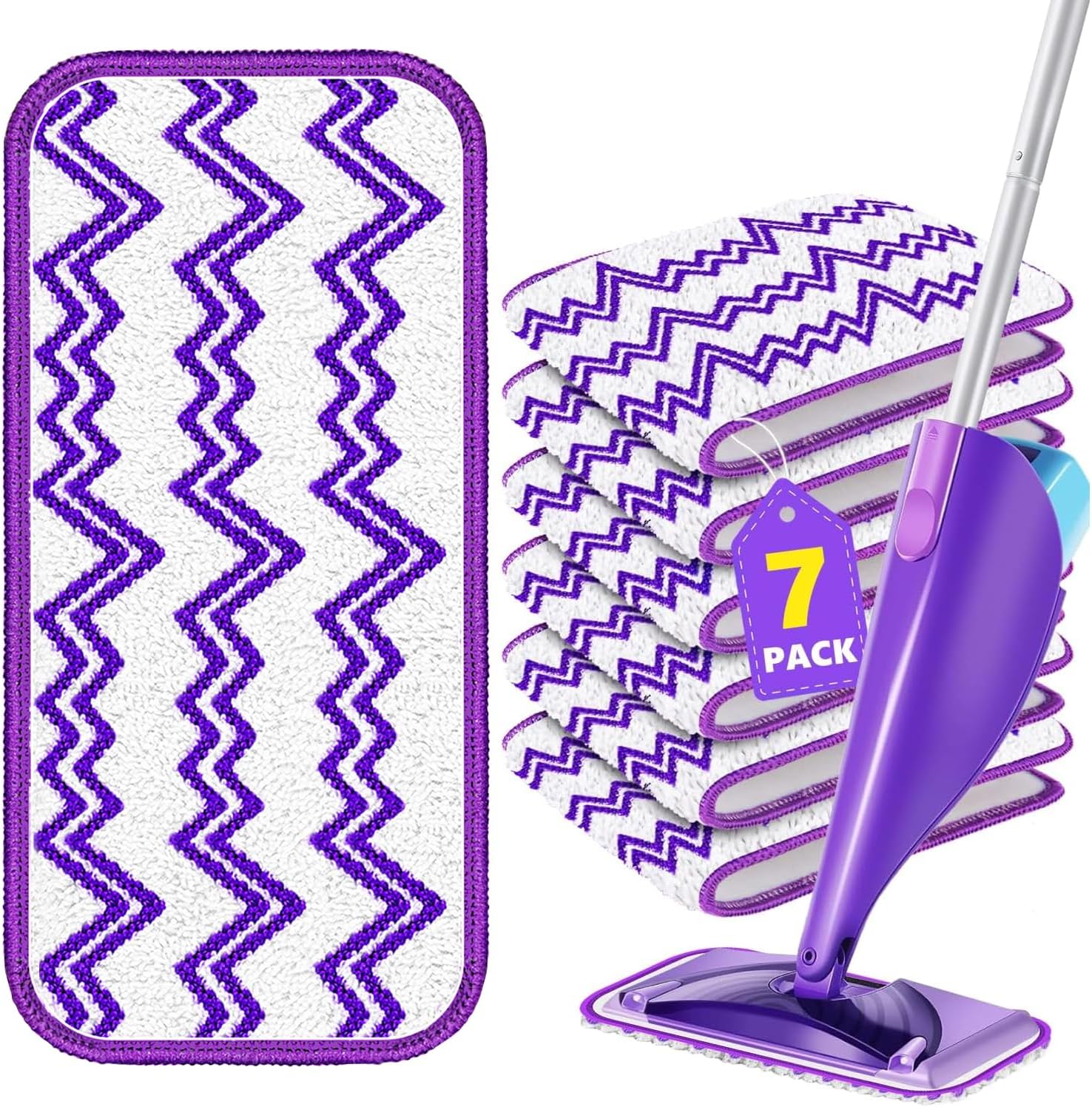 7-Pack Reusable Mop Pads for Swiffer WetJet 12 Spray Mop