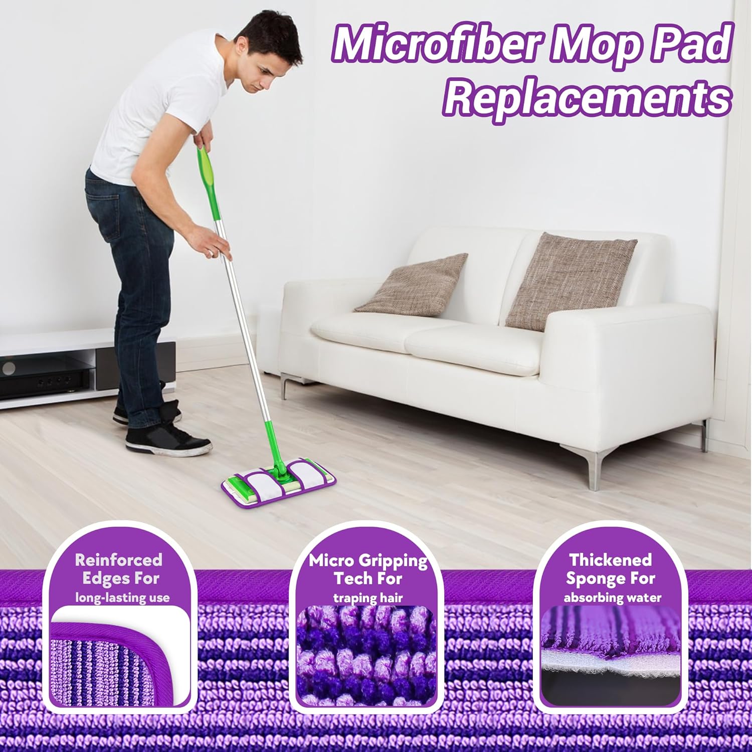 Reusable Mop Pads for Swiffer Sweeper Mops 3 Pack