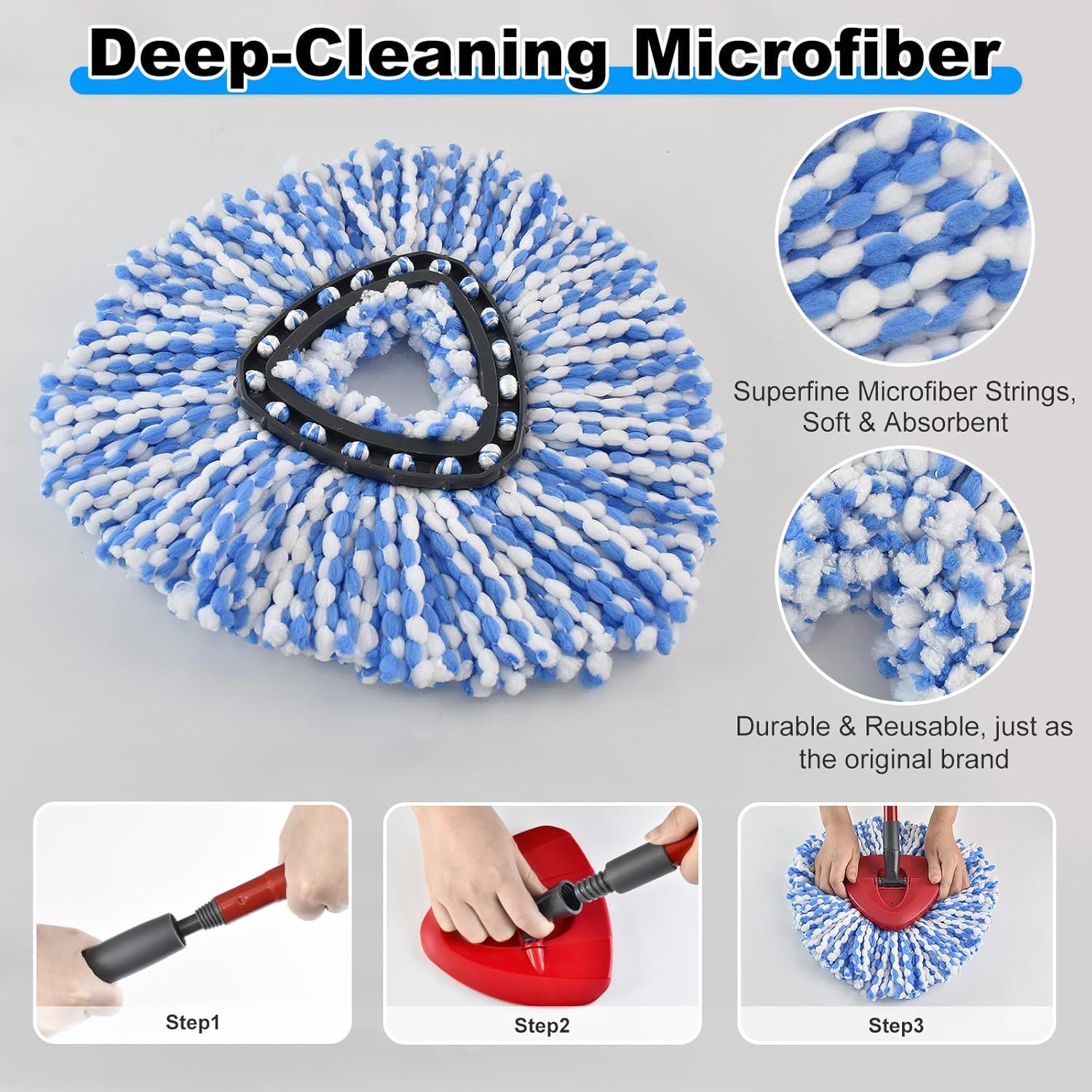 4PCS Microfiber Mop Heads for O-Cedar 1-Tank System