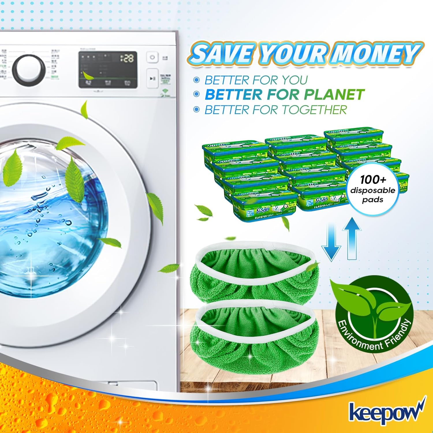 KEEPOW Reusable Wet Pads for Swiffer Mop 16 Pack