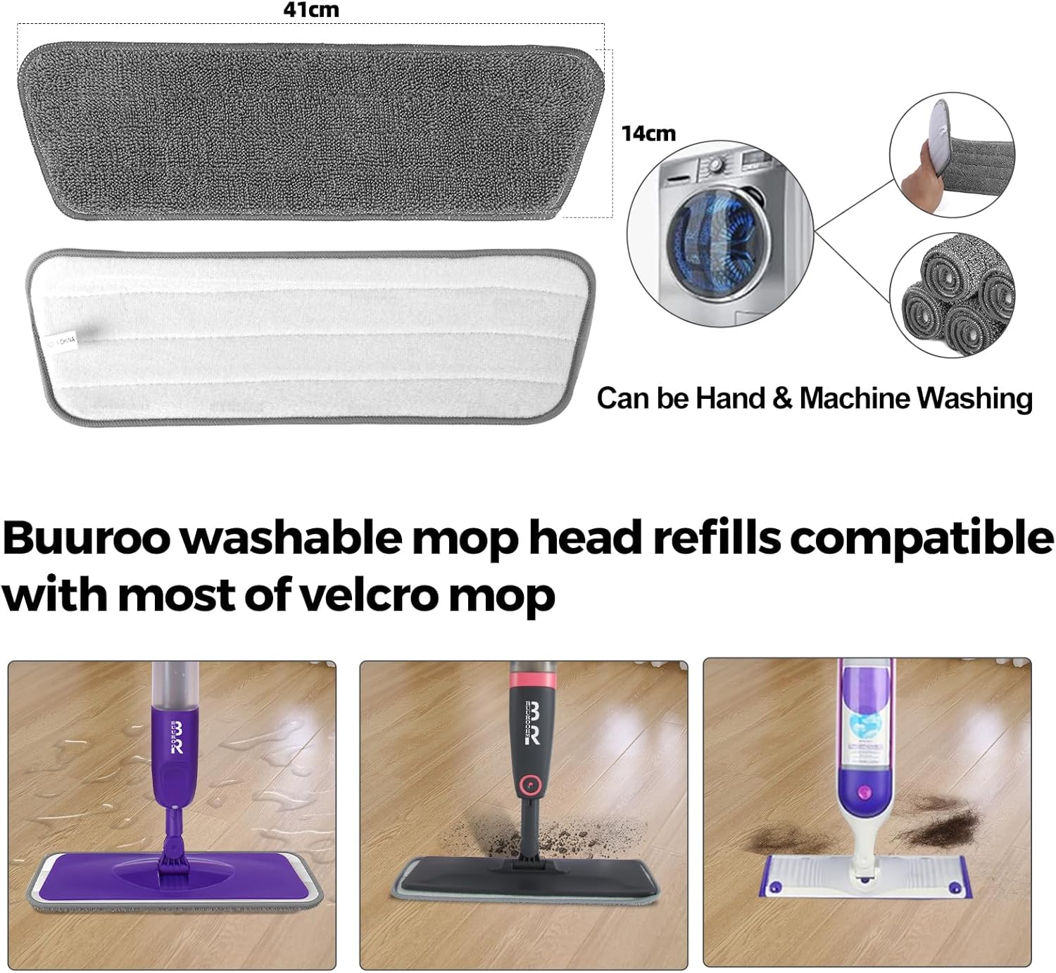 6pcs Microfiber Spray Mop Replacement Heads for Hard Floors