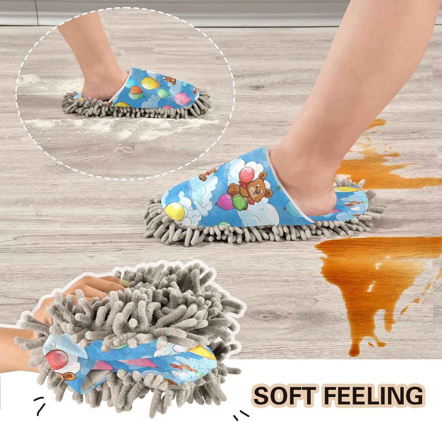 Bulletgxll Mop Slippers - Washable Microfiber Floor Cleaning Slippers for Men Women