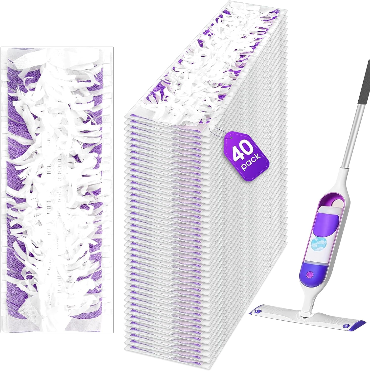 40 Count MIBUMIKI Mopping Pad Refills for Swiffer PowerMop