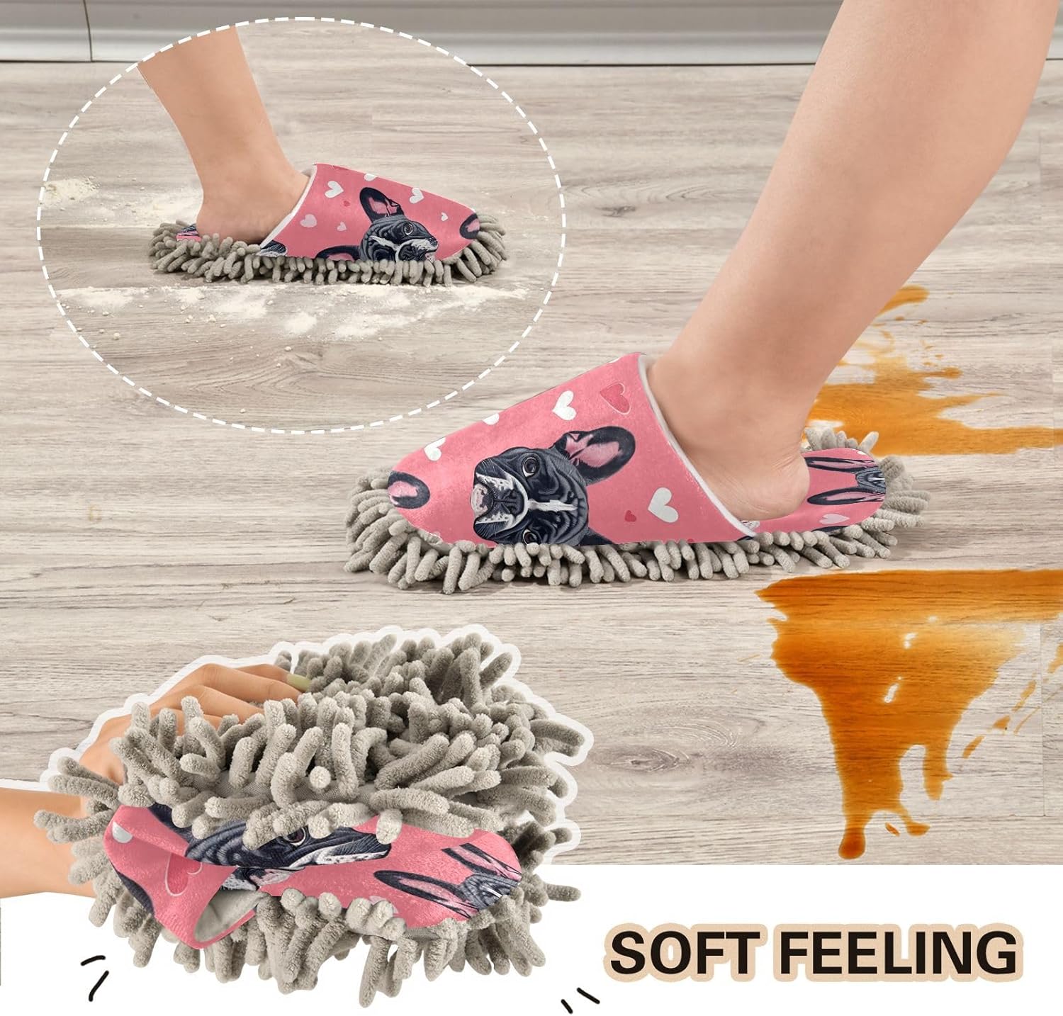 Zhirexin Mop Slippers with Microfiber Padding for Home Cleaning