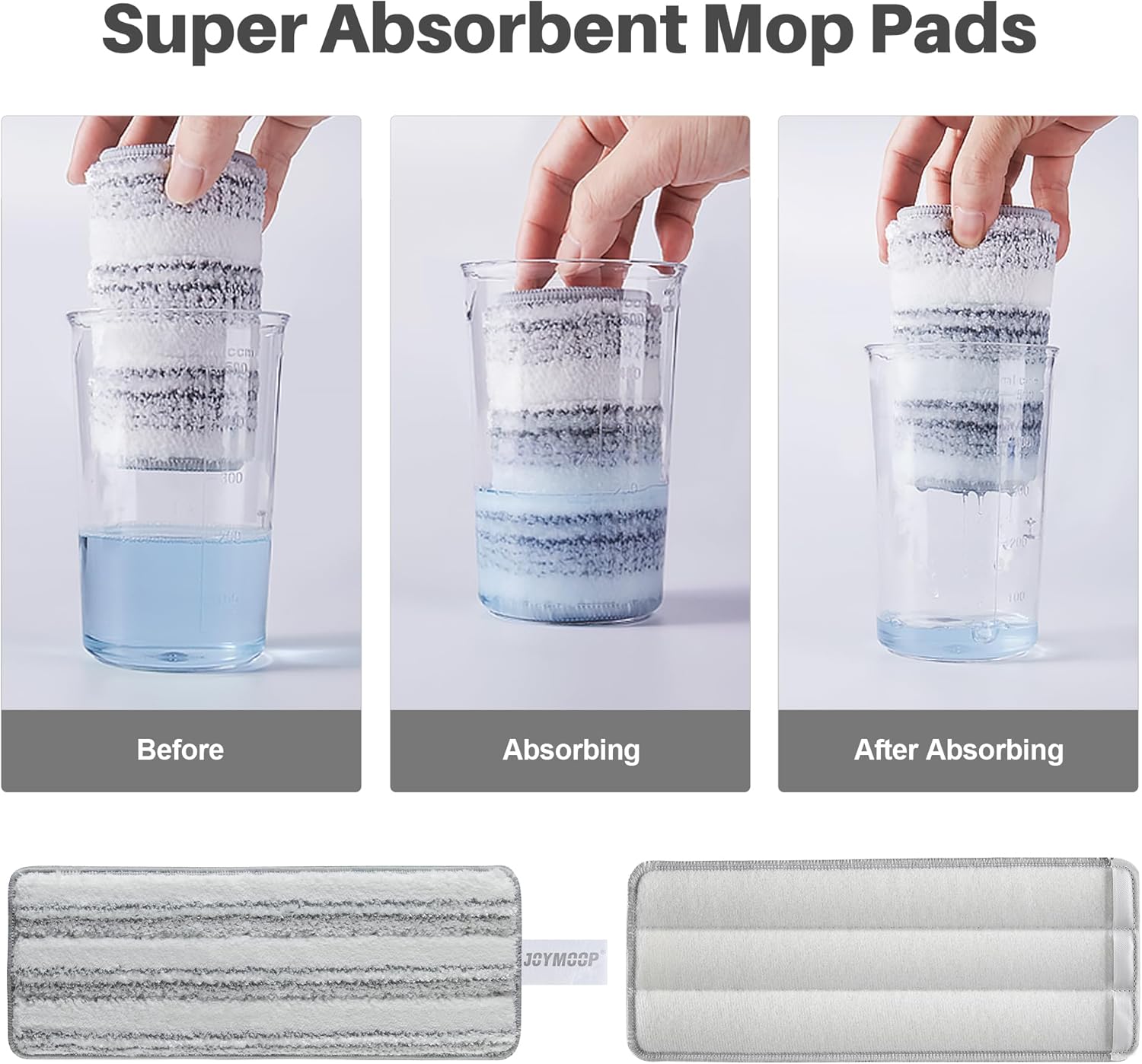JOYMOOP Replacement Mop Pads 13inch Microfiber 50 Pack - Grey Stripe