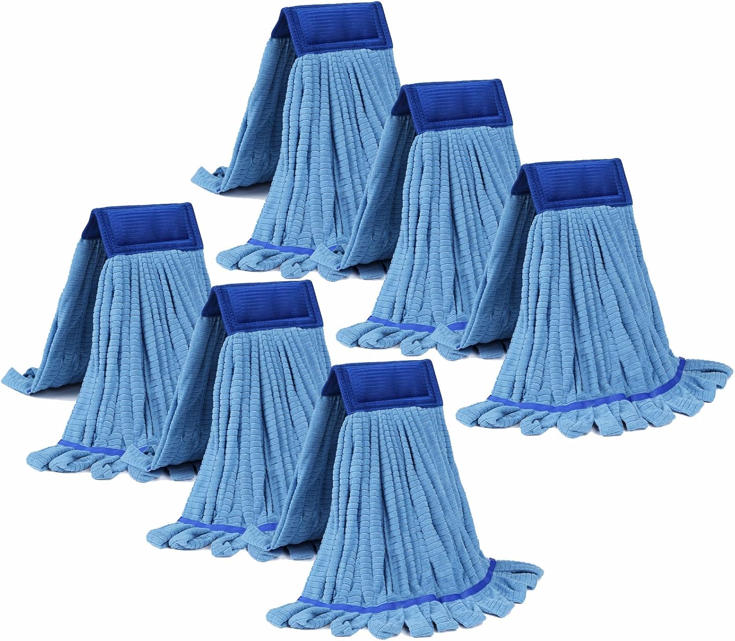DRKLEAN 6 Pack Large Microfiber Tube Mop Heads - Blue