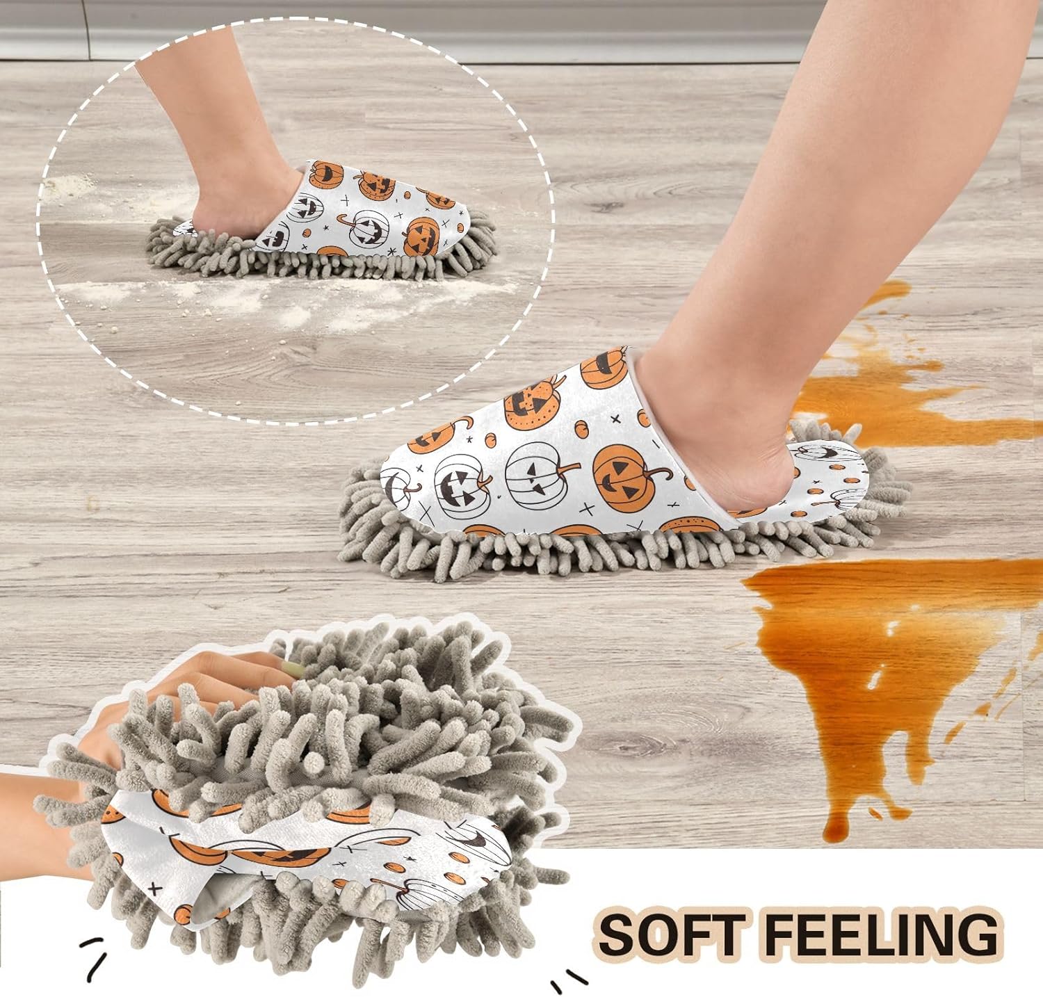 Zhirexin Halloween Pumpkin Cleaning Slippers 1