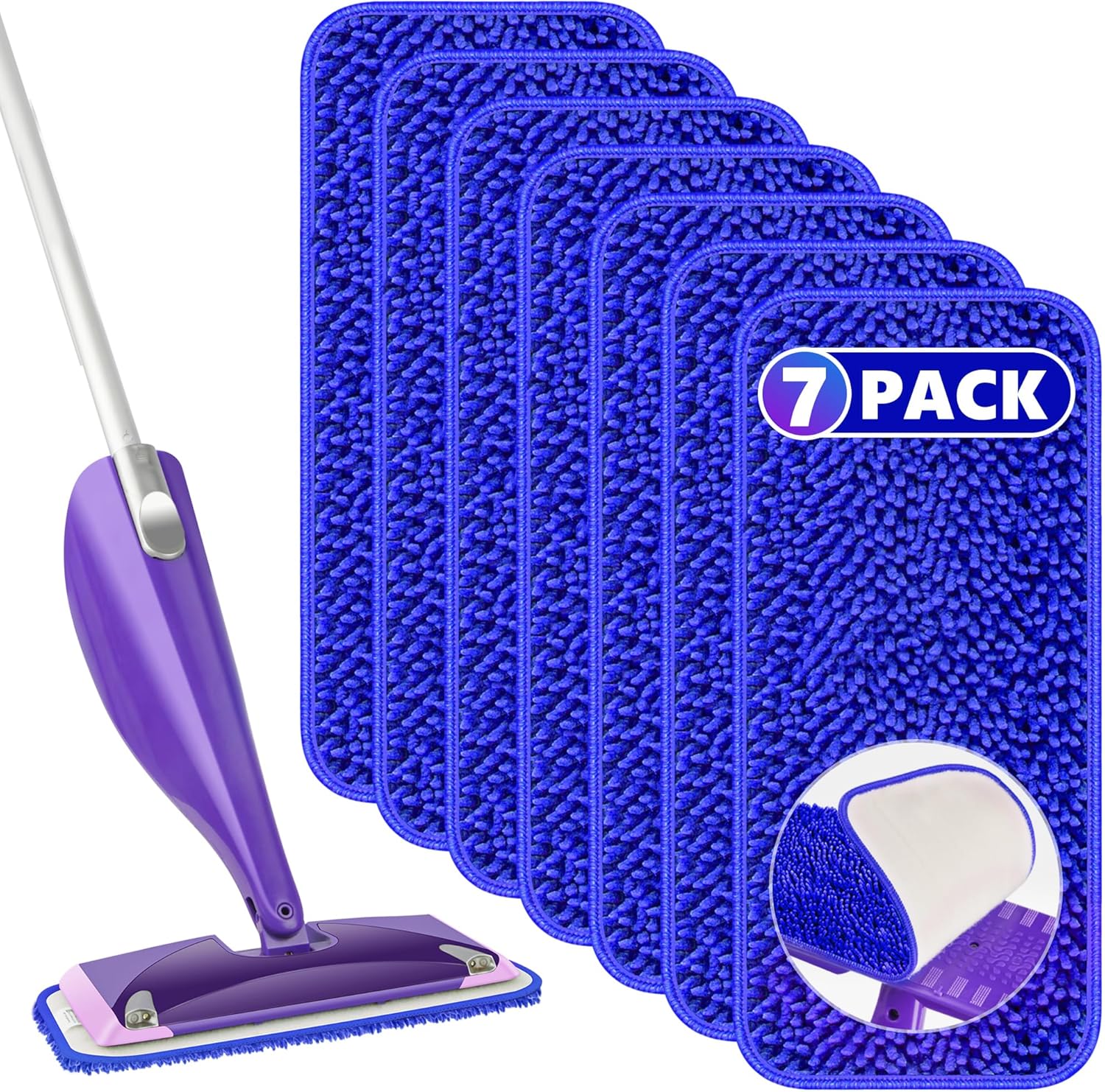 PAPCLEAN Reusable Mop Pads for Swiffer WetJet 7 Pack