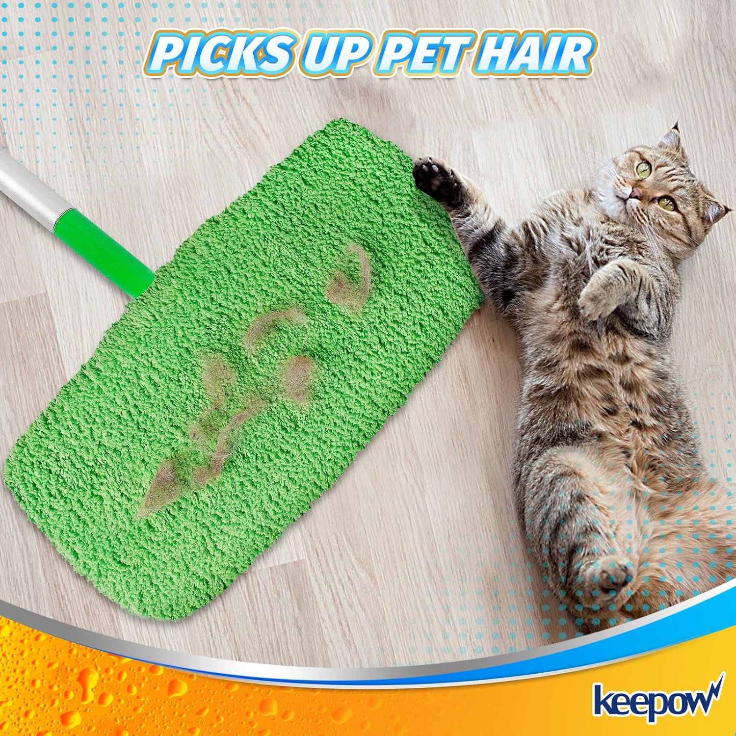 KEEPOW Reusable Wet Pads for Swiffer Mop 16 Pack