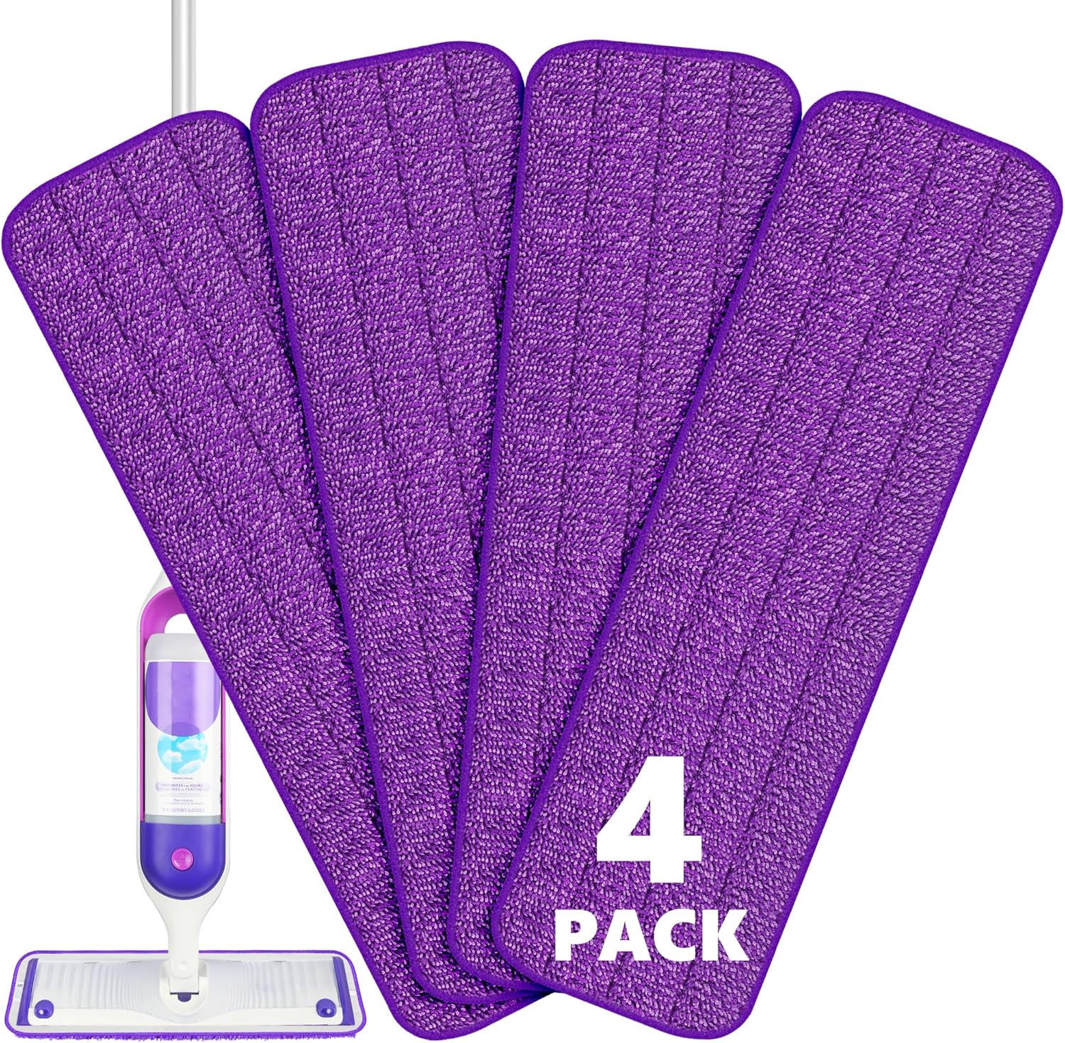 4X Reusable Mop Pads for Swiffer Power Mop