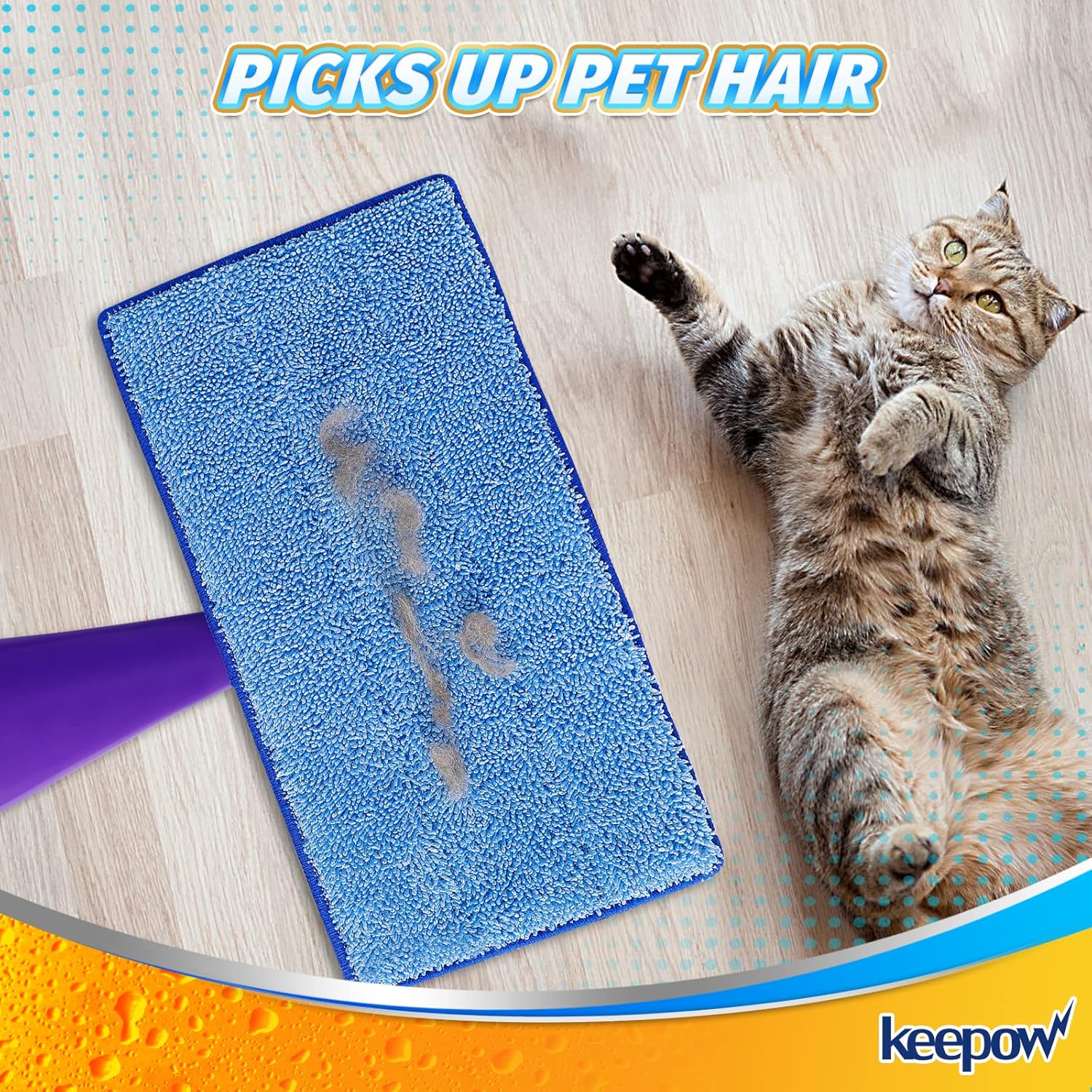 KEEPOW Microfiber Mop Pads - Swiffer Wet Jet Refill Reusable Pack of 3