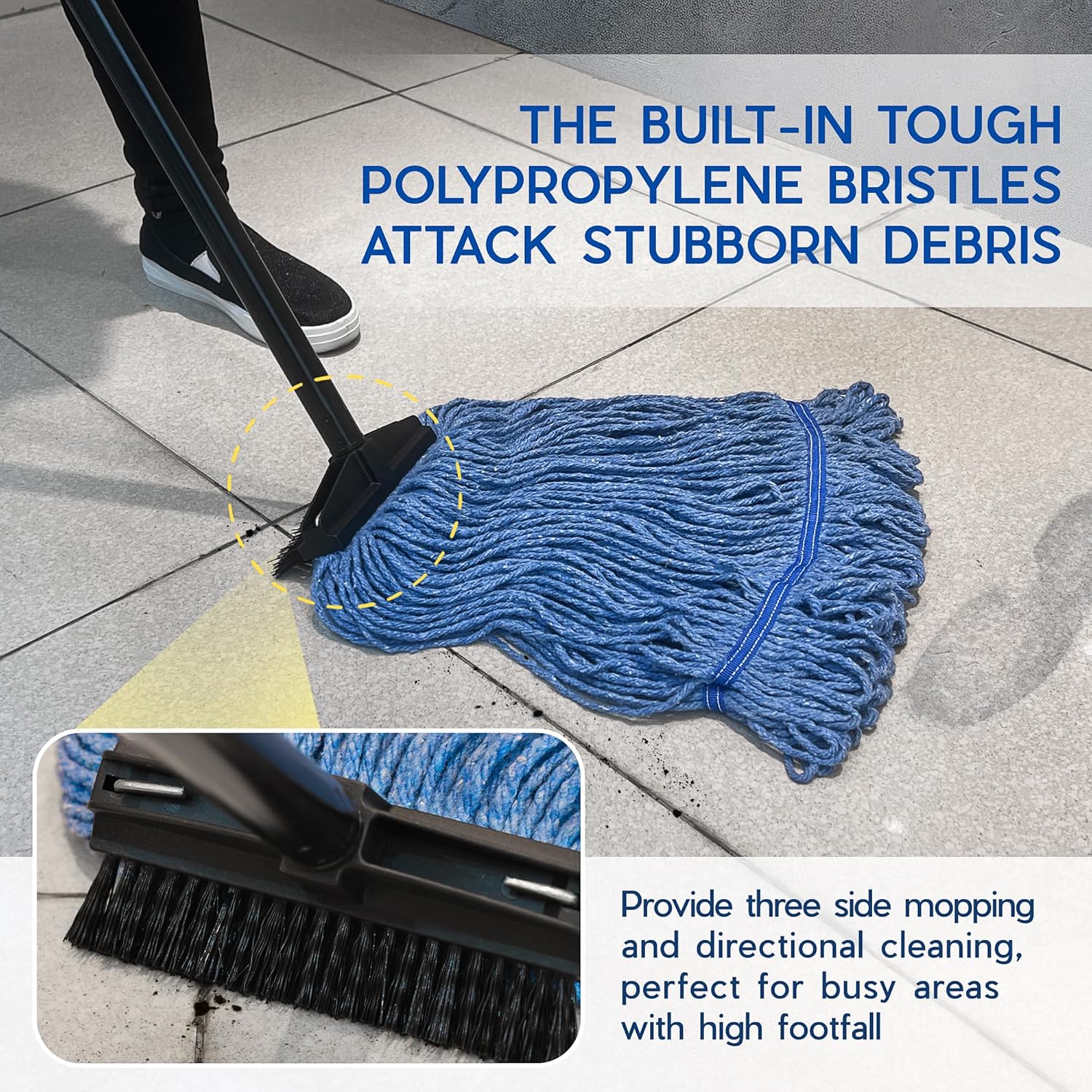 ONESIMUS Heavy-Duty Mop Head Replacement 2 Pack Blue