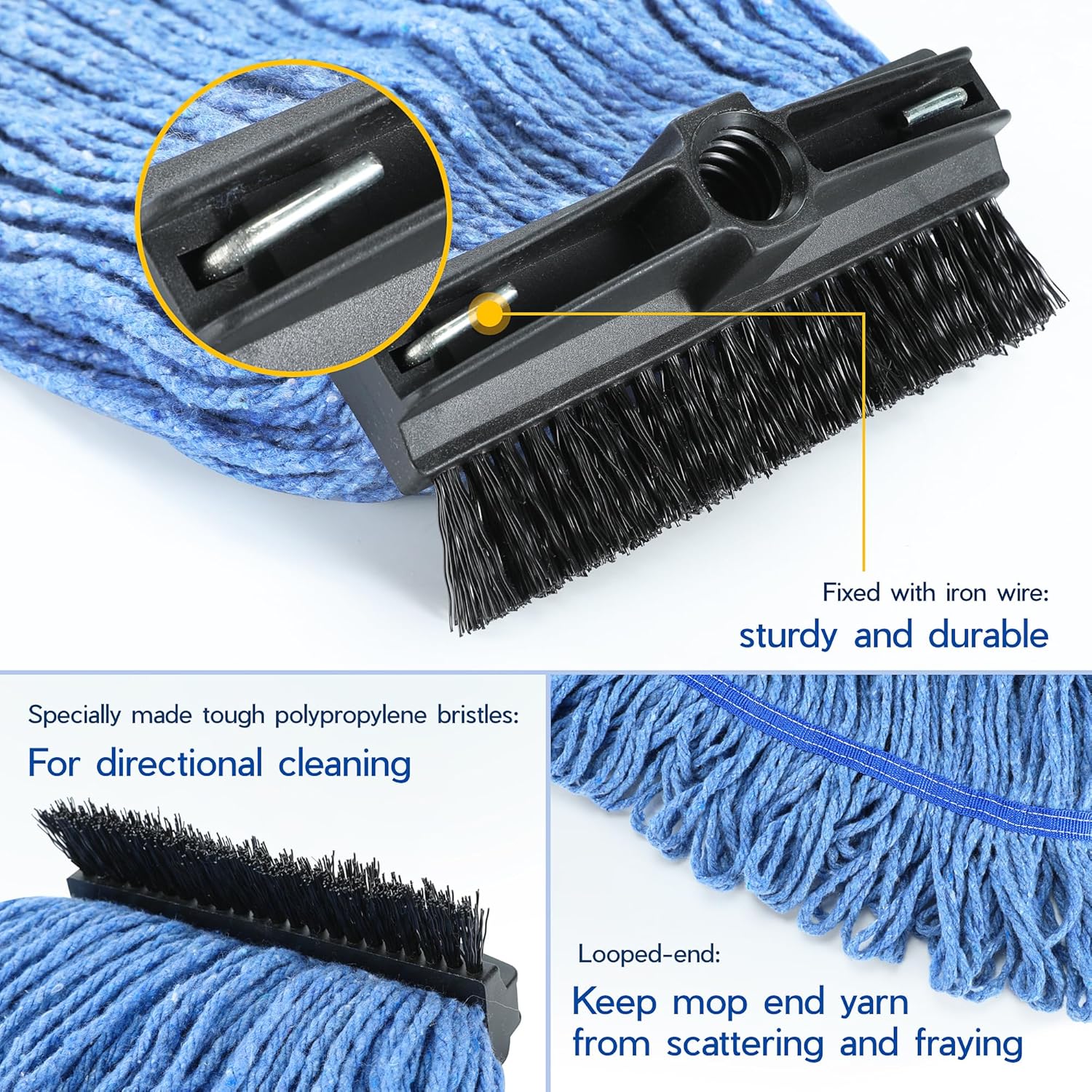 ONESIMUS Heavy-Duty Mop Head Replacement 2 Pack Blue