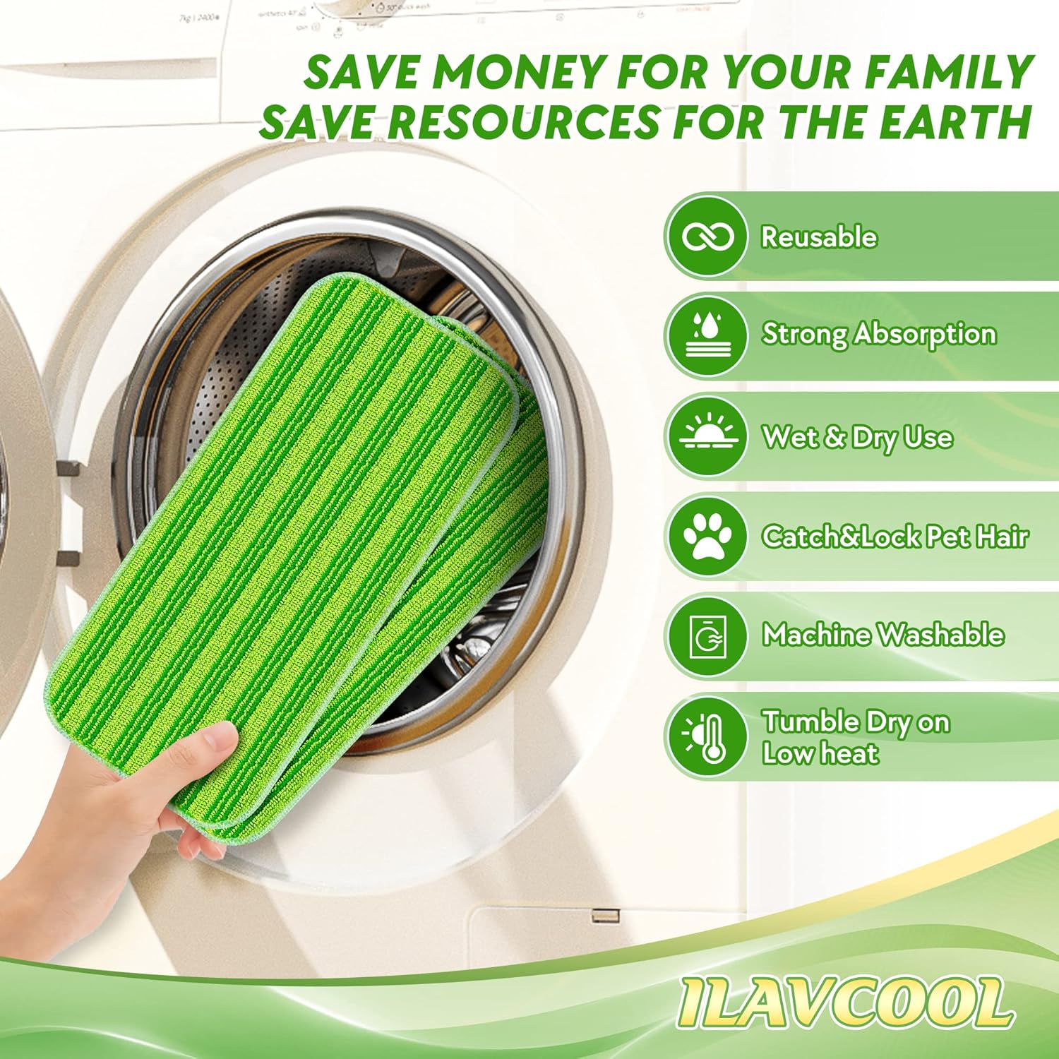18 Pack Reusable Mop Pads for Swiffer Wet Jet