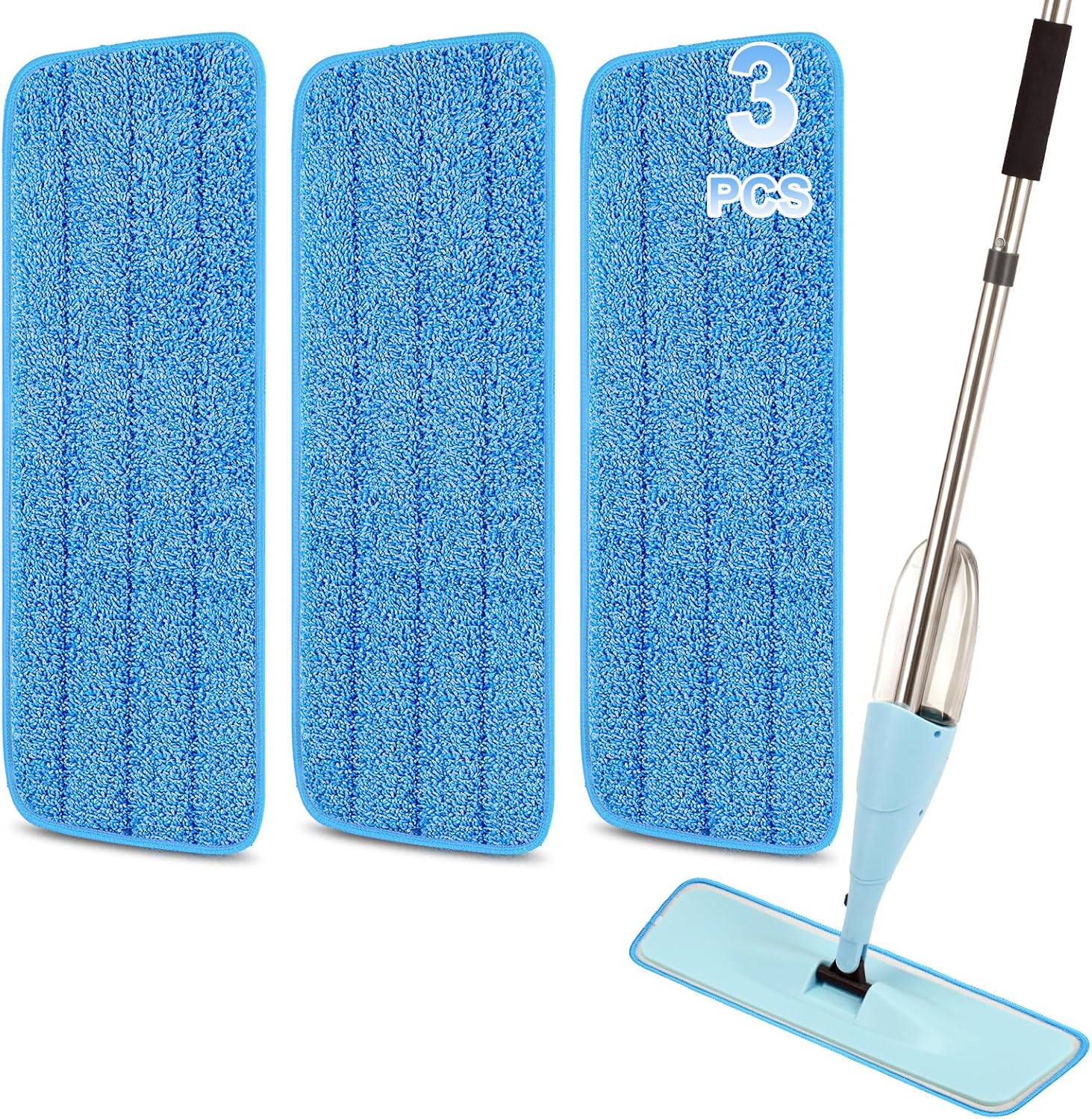 3 Pack Microfiber Spray Mop Replacement Heads for Bona and Other Mops