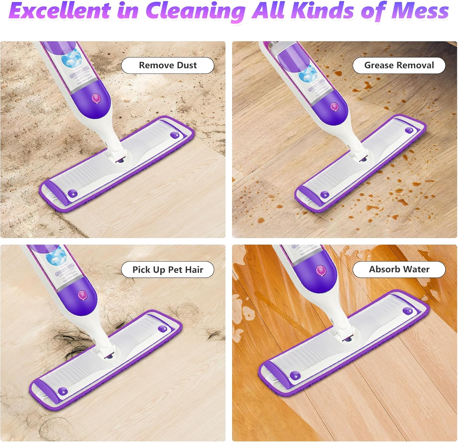 ILAVCLEAN Reusable Mop Pads Refills 12PCS for Swiffer Power Mop