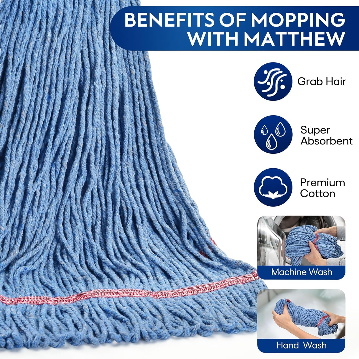 Matthew Commercial Mop - 3 Sets with Replacement Heads