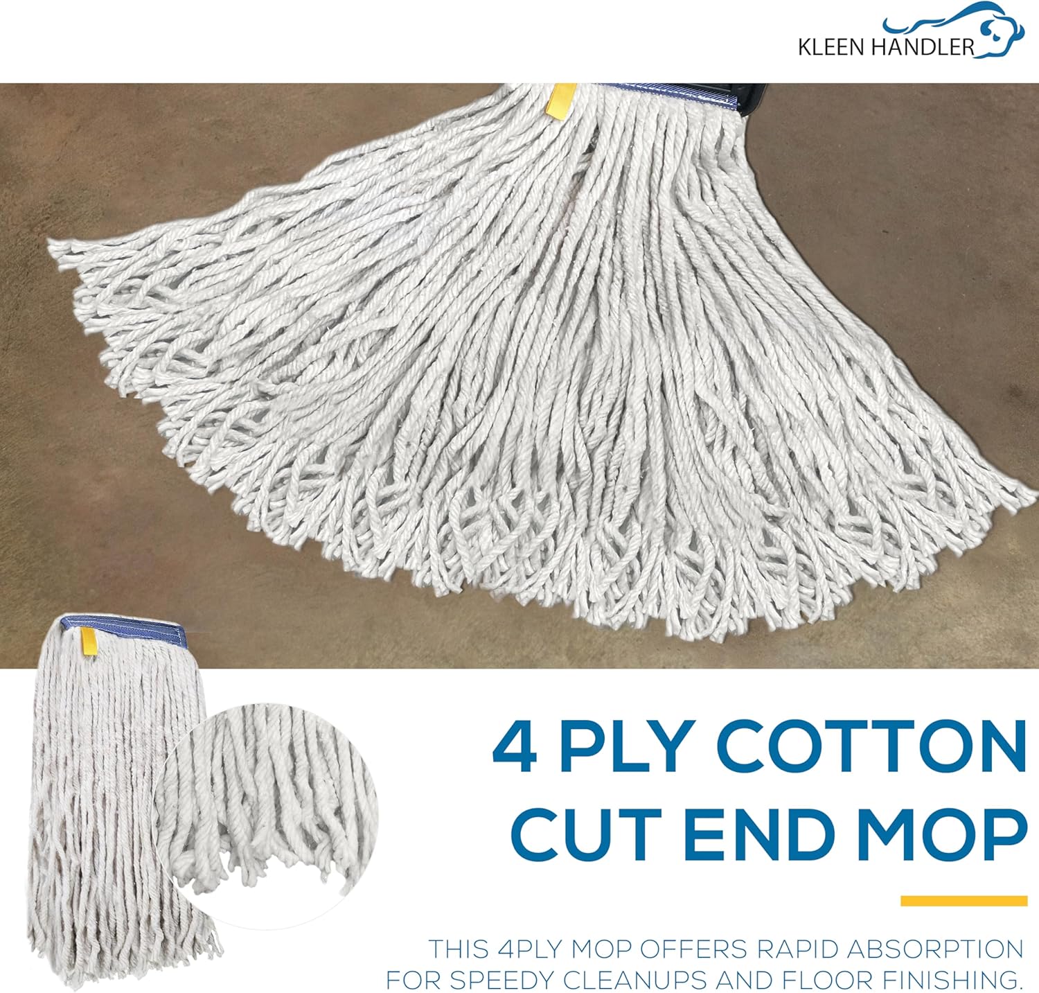 KLEEN HANDLER 6-Pack Cut End Cotton Mop Heads