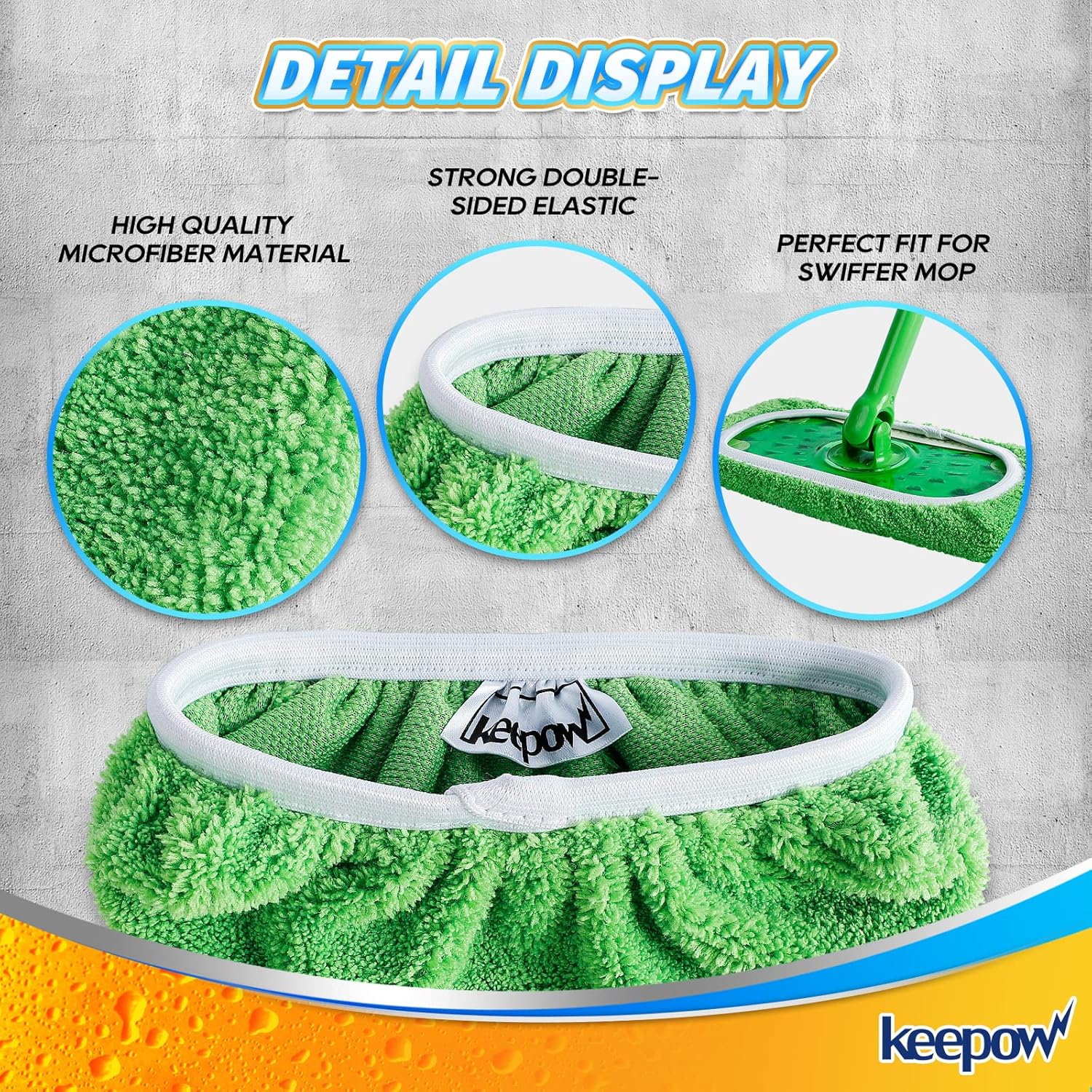 KEEPOW Reusable Wet Pads for Swiffer Mop 16 Pack