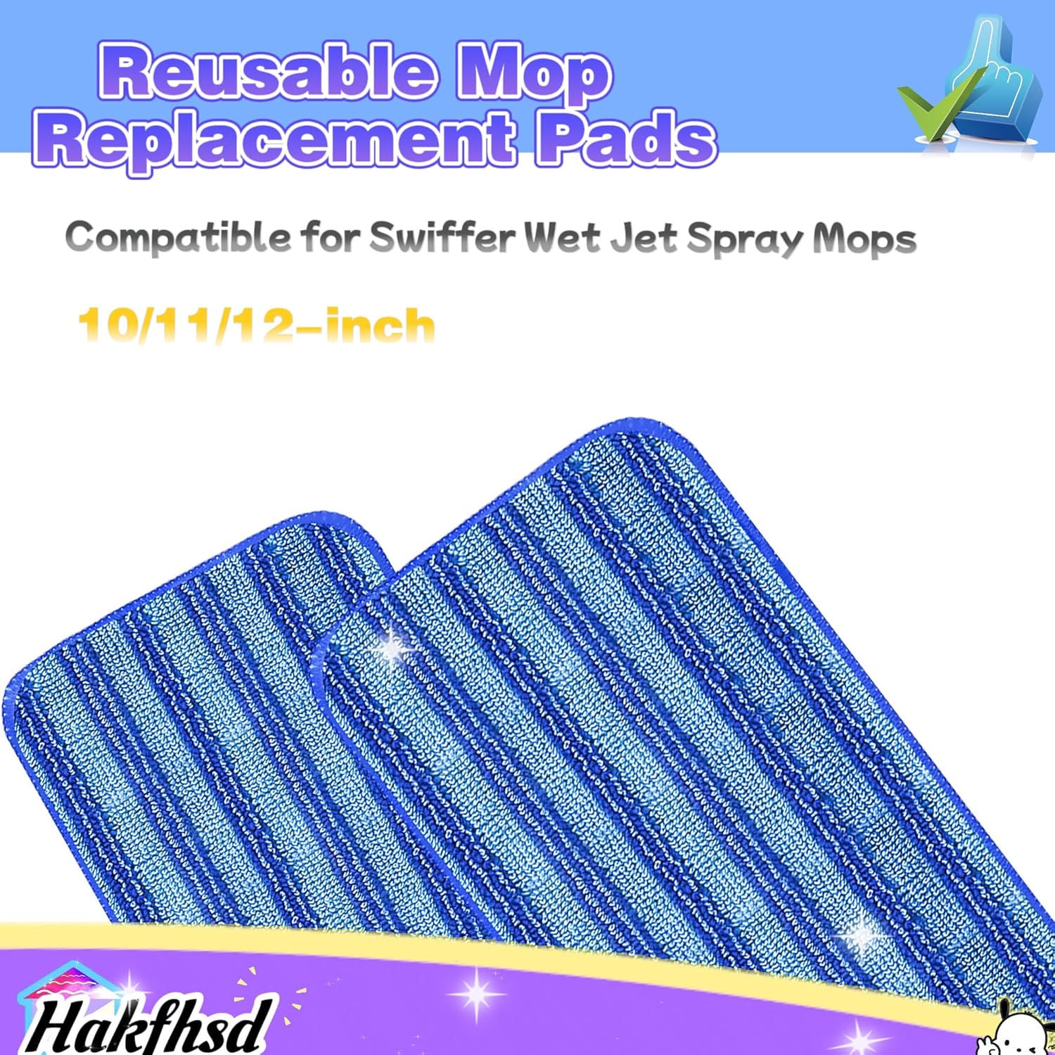 4 Pack Reusable Mop Pads for Swiffer Wet Jet