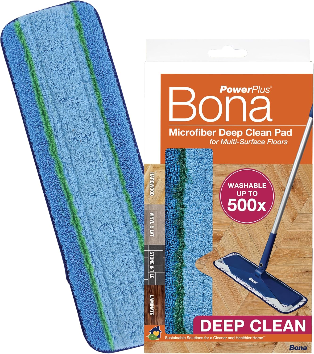 Bona Mop Microfiber Deep Cleaning Pad - 1-Pack - Dual Zone Design