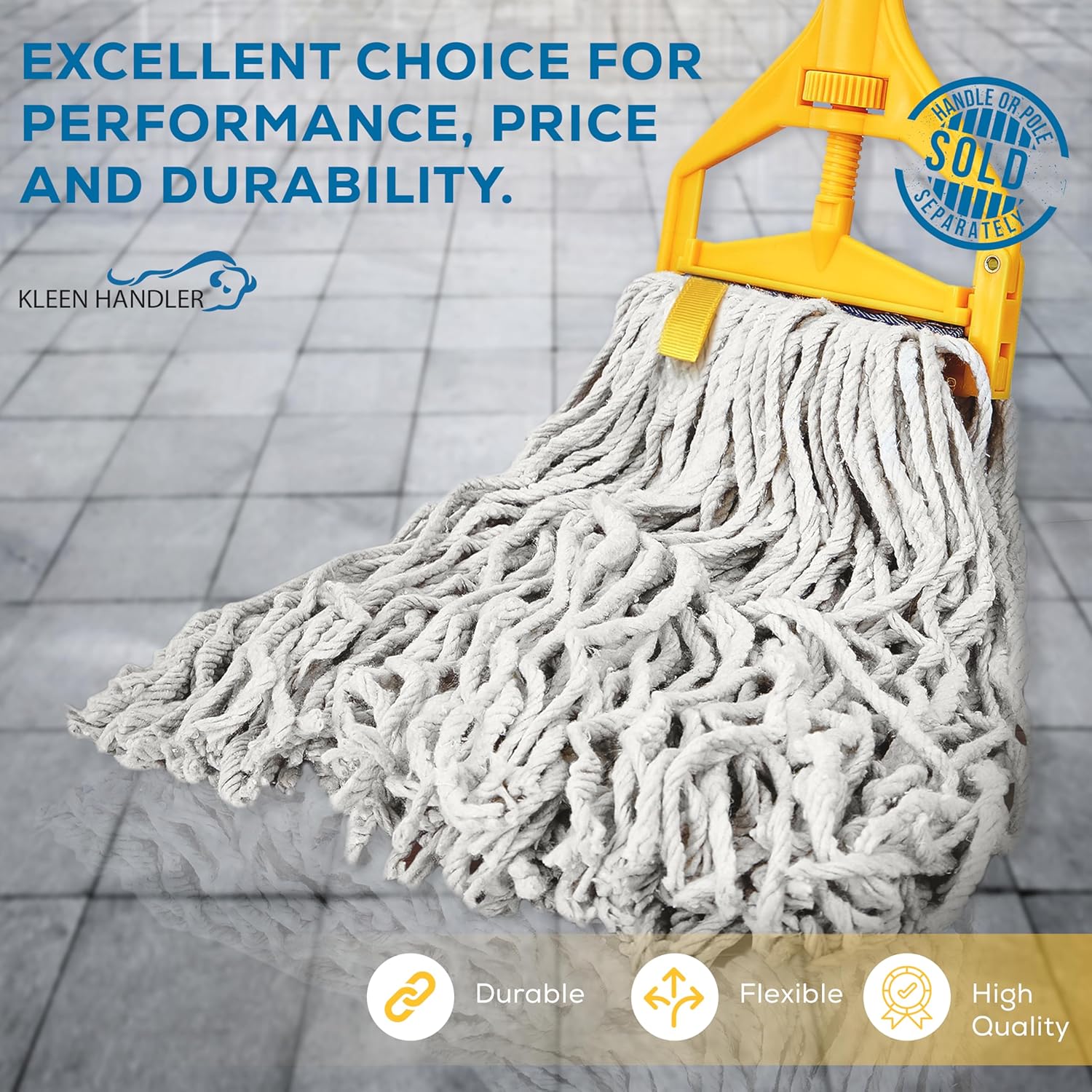 KLEEN HANDLER 6-Pack Cut End Cotton Mop Heads