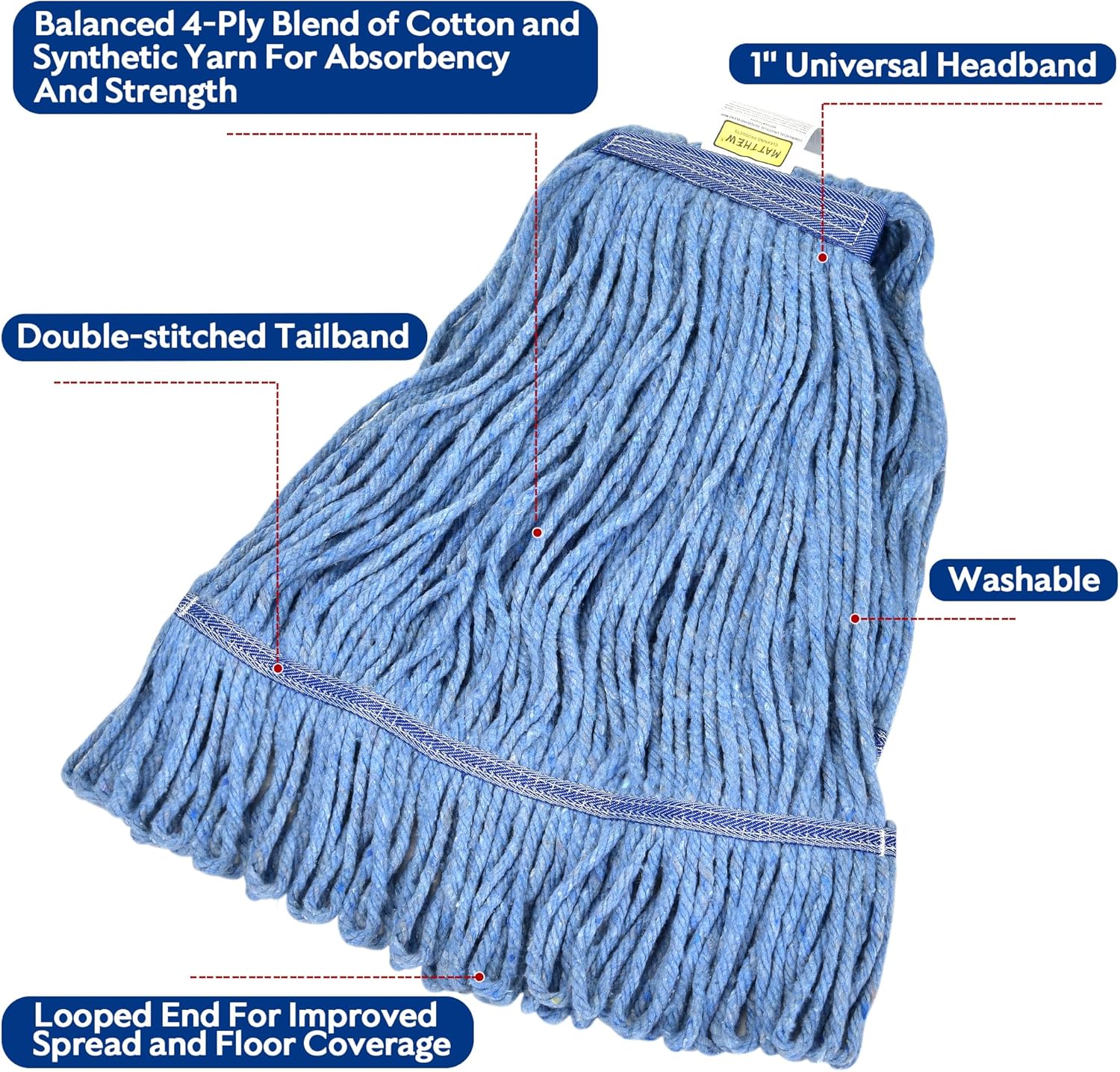 Luke Supply Matthew Mop Head Replacement Set of 24
