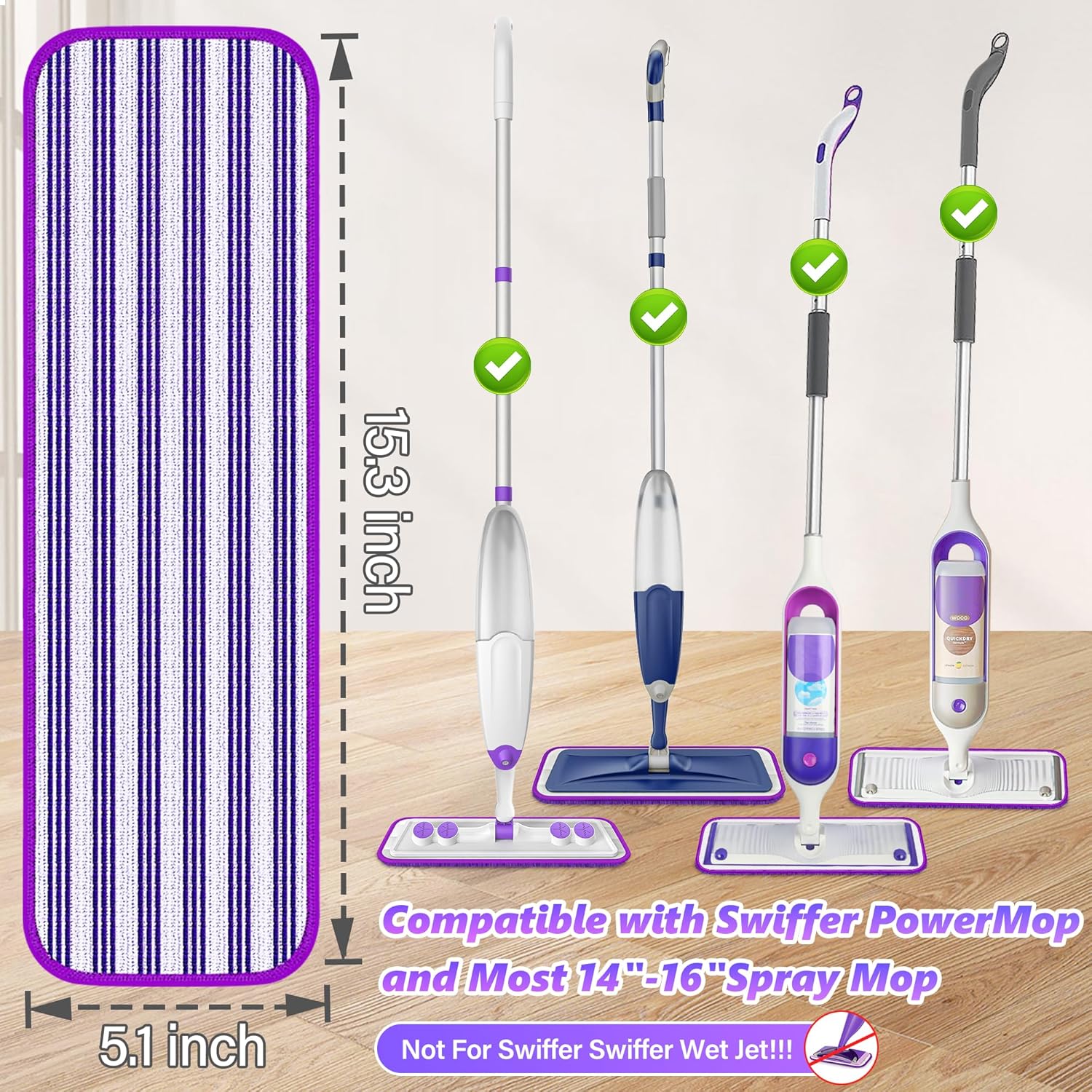 ILAVCLEAN Reusable Mop Pads Refills 12PCS for Swiffer Power Mop