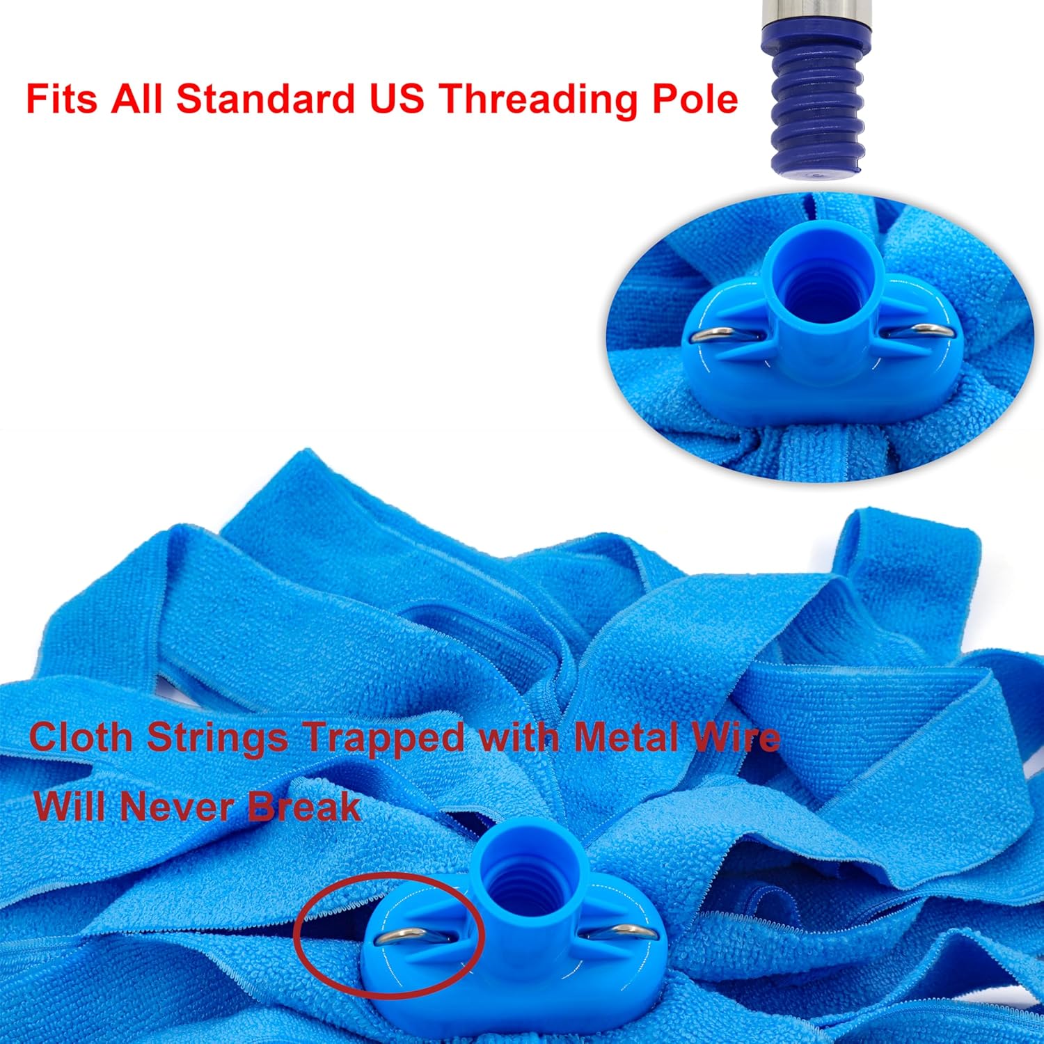 EaseYourDay Screw-On Microfiber Mop Head Refill 3PCS